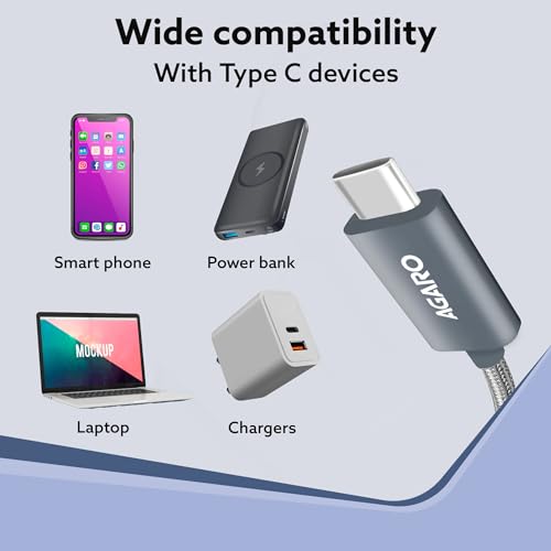 Image of AGARO Type C To Type C Fast Charging Cable Compatible With Android Devices, Iphone15, Power Bank, 4A, 60W, Supports PD, 480 Mbps Data Transmission, Braided, 1M, Black