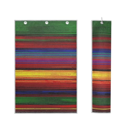 GuoChe Paquete de 2 toallas de golf con hebilla magnética oculta sin pelusa para regalo de golf, patrón de manta a rayas de serape mexicano