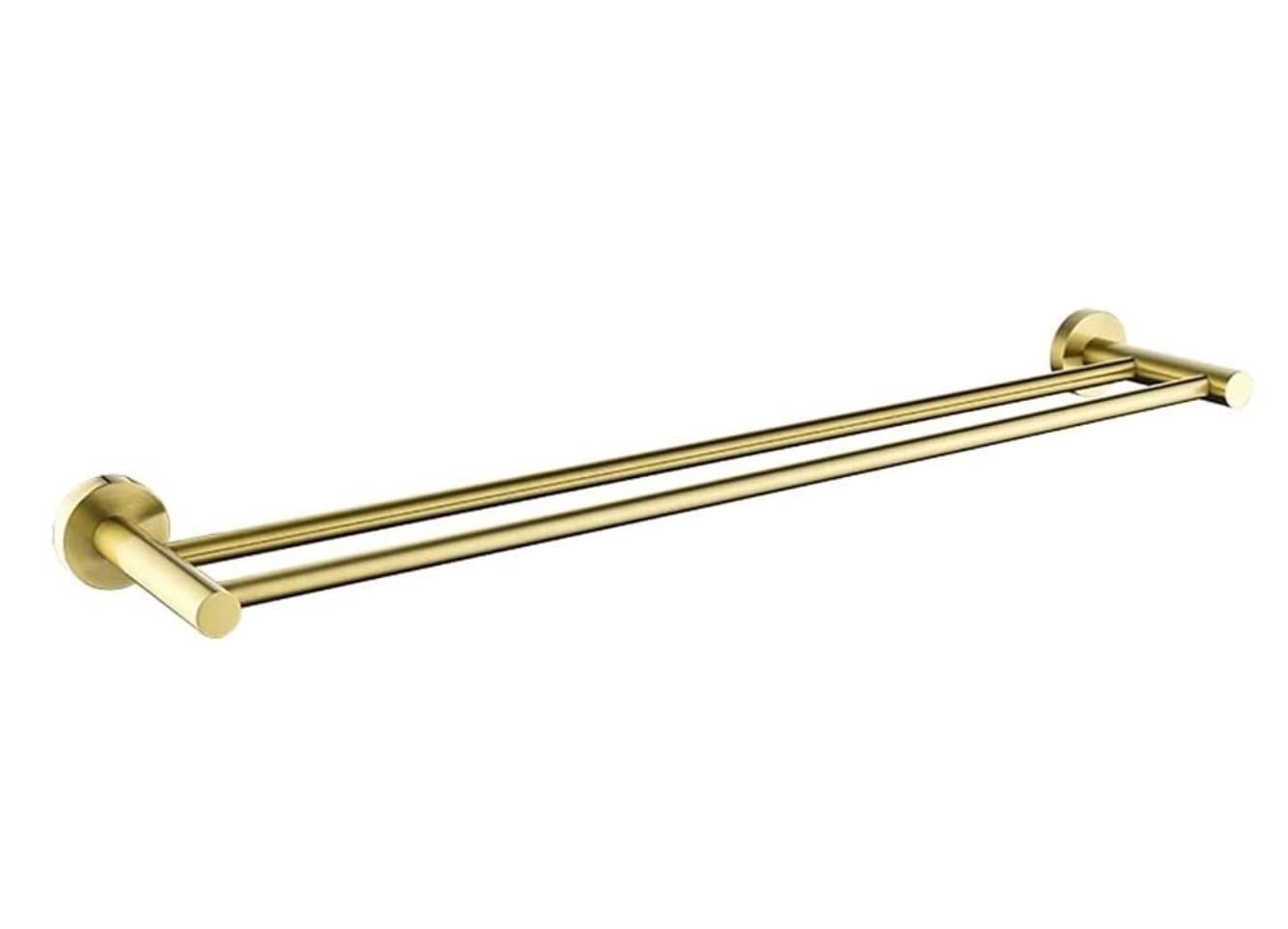 Porte-serviettes double barre suspendu design contemporain doré