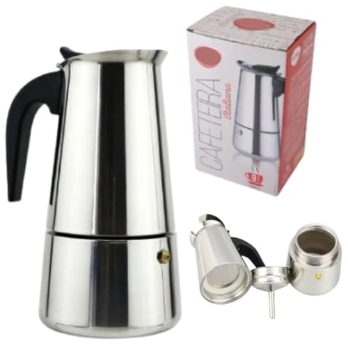 CAFETEIRA ITALIANA AÇO INOXIDÁVEL CAFÉ MANUAL PRÁTICA E SEGURA INOX PORTÁTIL COMPÁCTA COR PRATEADA M