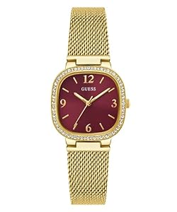 Guess Women's Gold Tone Red Dial