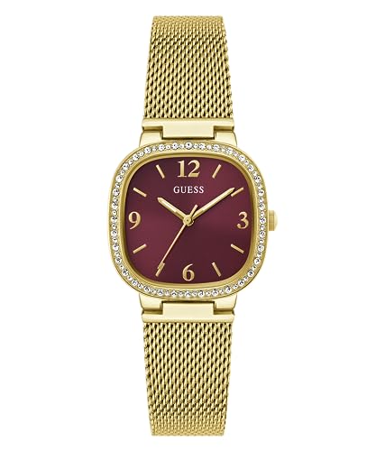 Guess Women's 32mm Watch - Gold Tone G-Link Red Dial Gold Tone Case