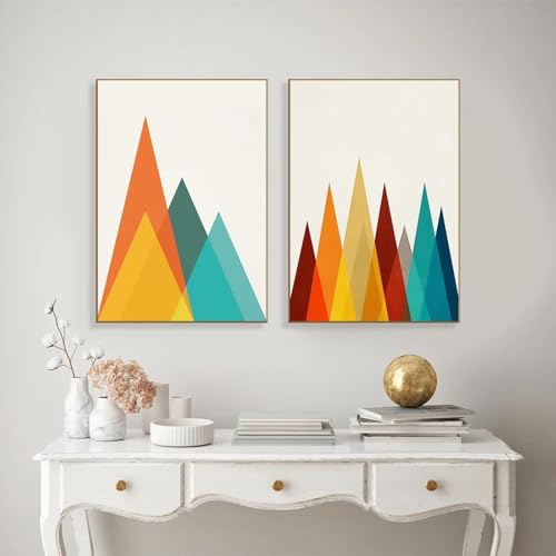 Impressions d'art mural coloré avec motif chaîne de montagnes abstrait pour décoration maison
