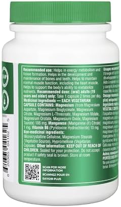 Organika Canadian-Made 8-In-1 Magnesium - 212mg Synergystic Magnesium Complex with Vitamin B6 to Support Muscle Function, Bone Health, Energy, and Cardiovascular Health | 90vcaps, 45 Servings — view 5