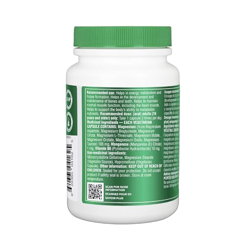 Organika Canadian-Made 8-In-1 Magnesium - 212mg Synergystic Magnesium Complex with Vitamin B6 to Support Muscle Function, Bone Health, Energy, and Cardiovascular Health | 90vcaps, 45 Servings by Organika - Image 6