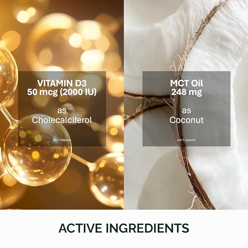 Image of NFO Vitamin D3 2000 IU (50 mcg) [100 Capsules] Natural Norwegian High-Potency Vitamin D3 Complex - Cholecalciferol Form with +30% Greater Absorption - Supports Immune System and Bone Health*