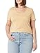 Amazon Essentials Women's Regular-Fit Short-Sleeve Scoop Neck T-Shirt (Available in Plus Size), Pack of 2, White/Light Camel, X-Small