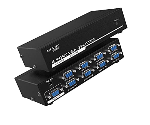MT-VIKI 8 Port Powered VGA Splitter 1 in 8 Out 350Mhz Video Distribution Duplicator for 1 PC to 8 Monitors Projector