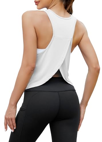 Bestisun Workout Tops for Women Split Back Cropped Yoga Athletic Sports Shirts3