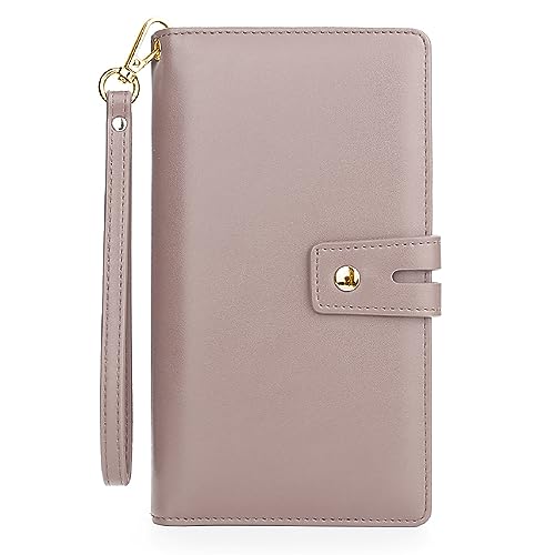 Uromee Wallet Women Vegan LeatherLarge Ladies Card Wristlet Purse Clutch Detachable Checkbook Holder