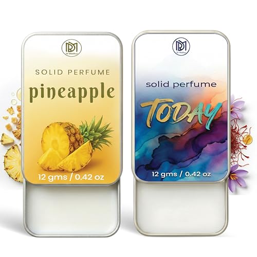 Image of Dr.Mashur Solid Perfume |pineapple&Today Alcohol Free Wax Perfume Balm, Long Lasting | Pocket Tin 12g, Pack Of 2| Non Greasy Smooth Glide, Travel Friendly Men And Women