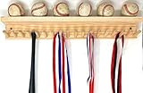 Baseball Bat Rack and Ball Holder Display Natural Finish Meant to Hold up to 17 Mini Collectible...