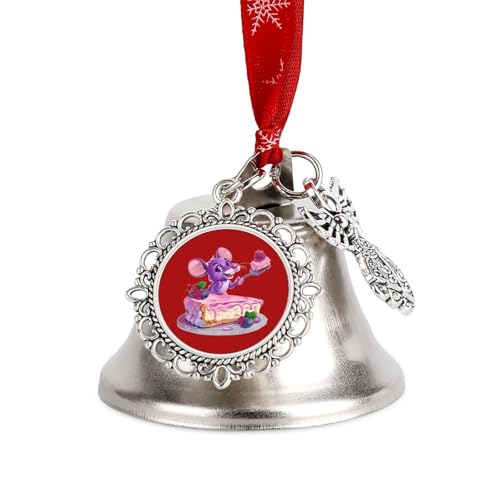 Mouse With Yellow Cheese Christmas Bells Cute Hanging Ornaments Bells for Door Window Decor Wing Bell