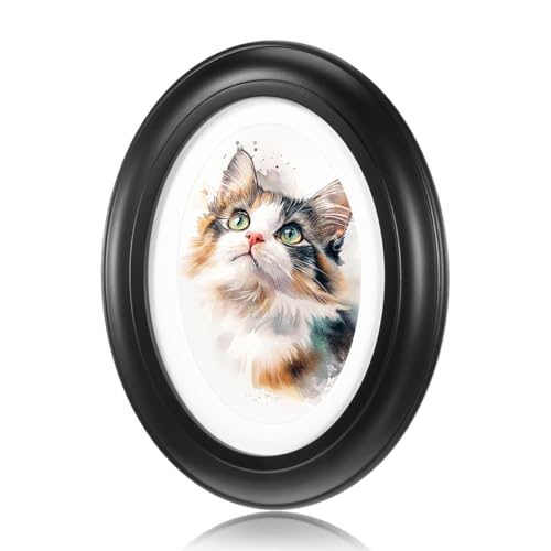 iplusmile Bilderrahmen Oval Schwarz: Cadre Photo Ovale En 7 Pouces, Cadre Photo Mural Ou De Table, Présentoir Décoratif Pour Maison, Bureau, Chambre, Avec Clous Sans Trace Et Crochets S