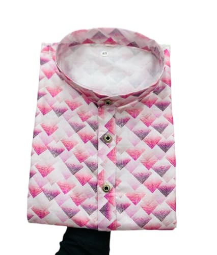 Image of FOXDX Men's Cotton Blend Printed Long Kurta Suitable for All Indian Wedding, Occasions, and Festivals