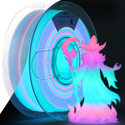 Image of AMOLEN PLA Filament Glow in The Dark, Rainbow 5M Pink, Purple, Green, Blue, Multicolor Fast Change 3D Printer Filament 1.75mm, Best with UV Lamps, 1KG Spool (2.2lbs), Dimensional Accuracy + /- 0.02 mm
