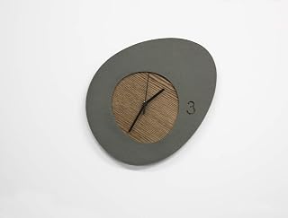 Organic Shape Concrete with Wood Wall Clock N3 - Modern Wall Clock - Home Decor - Contemporary - Minimalist Wall Art - Gift Idea