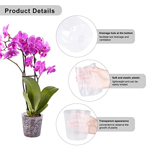 Elcoho 30 Pack Plants Nursery Pot Soft Clear Plastic Planter 6.7/6/5/4/3 Inch Seed Starting Pots Flower Plant Pots With Drainage Hole Plant Container With 30 Labels For Seedlings Succulent Vegetable #TOP2