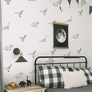 QUCHENG Dinosaur Wall Decals Animal Boys Bedroom Stickers Removable Decor Nursery Kids Room Modern Stylish Murals DIY Cute Decorations 6 Sheets