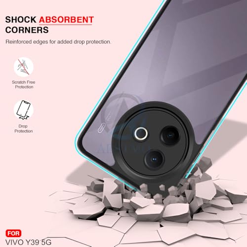 Image of AESTMO Vivo Y39 5G Back Cover | 360 Protection | Crystal Clear Hard Back Transparent | Bumper Case for Nothing Vivo Y39 5G (PC+TPU, Black Bumper)