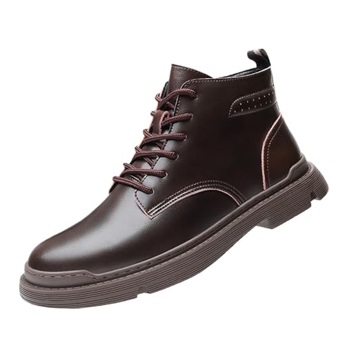 Men's Winter High-Top Leather Booties With Fleece, Water-Resistant & Breathable, Comfortable Dress Casual Shoes For Men, Ideal For Office Business Casual