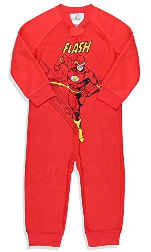 DC Comics Toddler Boys Classic The Flash Union Suit Zip-Up Footless Pajama (2T) Red