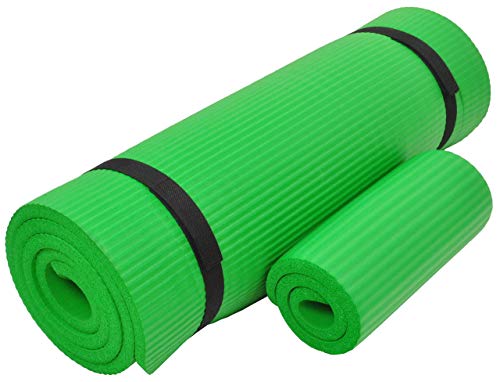 Balancefrom Goyoga+ All-Purpose 1/2-Inch Extra Thick High Density Anti-Tear Exercise Yoga Mat And Knee Pad With Carrying Strap (Green) #TOP1