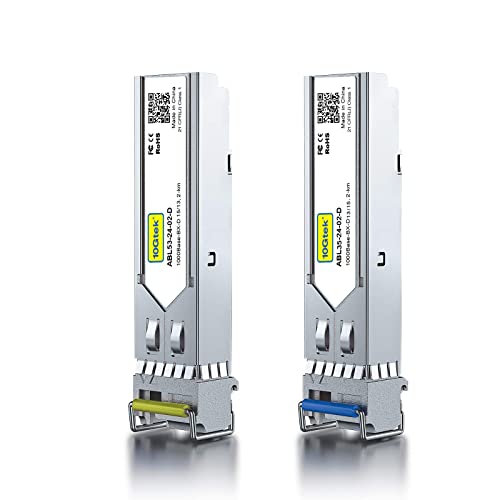 10Gtek EIN Paar 1Gb SFP Bidi Transceiver 2km, 1000Base-BIDI Singlemode Simplex LC Modul, 1550nm/1310nm, DDM, Kompatibel für Cisco 1000BASE-BX3-U/1000BASE-BX3-D, Ubiquiti UniFi UF-SM-1G-S, Open Switch