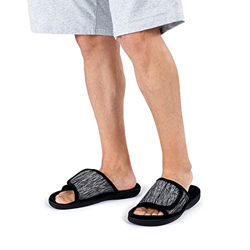 Rockdove Men's Adjustable Wrap Memory Foam Slide Slipper, Size 11-12 Us Men, Black #TOP5