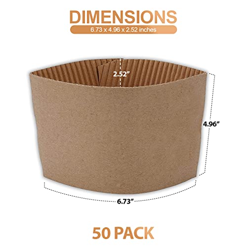 1InTheOffice Corrugated Coffee Cup Sleeves For 10oz 12oz 16 oz(50)
