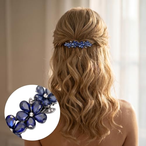 2 pinzas para el cabello con cristales azules miniatura 7