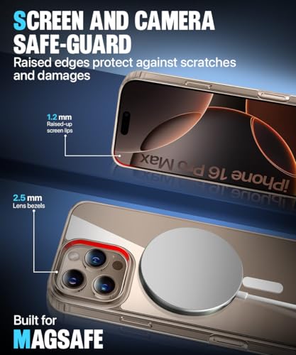 Image of WOW IMAGINE Ultra-Hybrid Back Case Cover for iPhone 16 Pro Max | Compatible with MagSafe | Drop and Camera Protection | Shock Proof Crystal Clear Mobile Back Case (PC+TPU, Transparent)