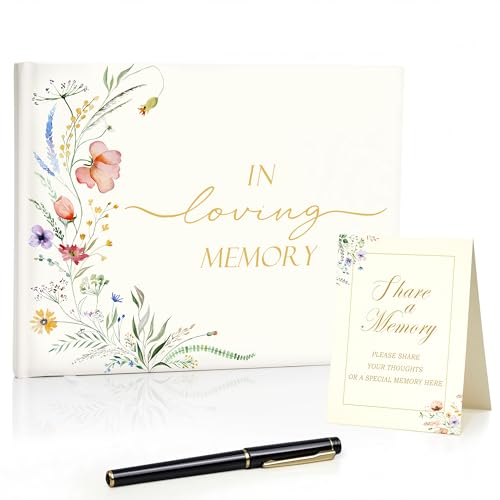 Morvane Funeral Guest Book for Memorial Colorful Floral Memorial Service