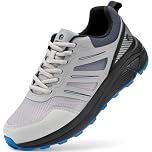 FitVille Wide Fit Mens Trail Running Shoes Breathable Hiking Trekking Trainers Arch Support Walking Shoes, Graphite Waves with Slate Noir, 9, Wide