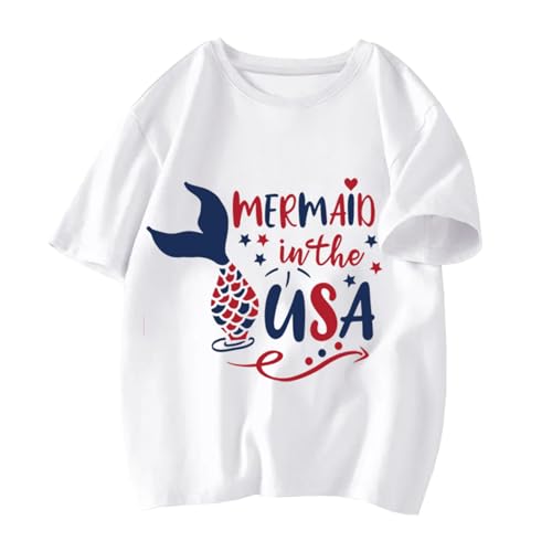 Image of Toddler Boys Girls 4th of July Short Sleeve Shirt - Kids Patriotic American Flag Memorial Day USA Tops 2-7T