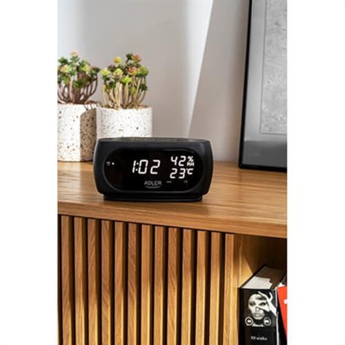 Reloj LED Adler con medición de temperatura constante e higrómetro interior 7