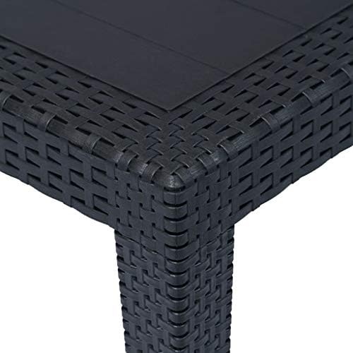 Tidyard Garden Table Patio Outdoor Dining Table Waterproof Rattan,Anthracite150x90x72 cm