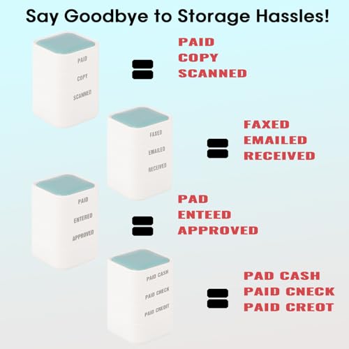 3-in-1 Office Copy/Scanned/Paid Stamps for Business, Pre Inked & Self Inking Rubber Company Stamp in Hand with Red Ink for Efficient Document Bookkeeping, Ordering, Accounting, Work Management - Thumbnail 4