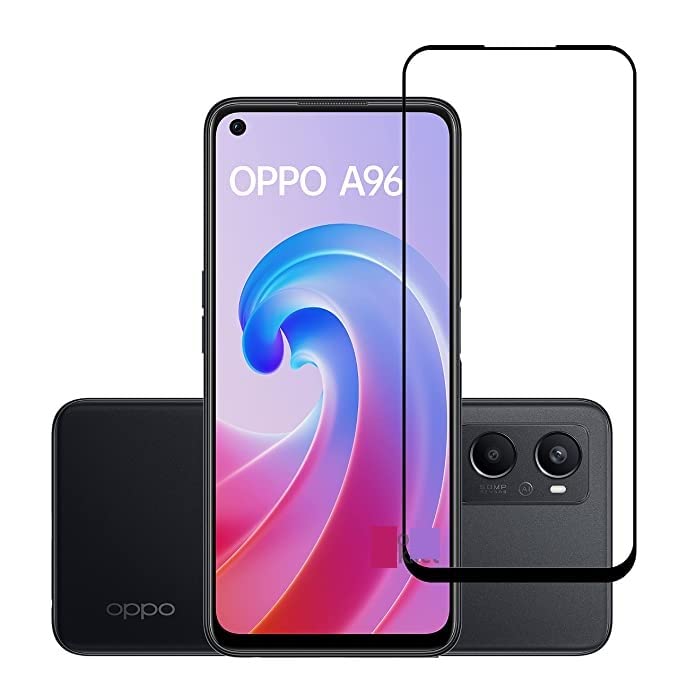 Image of Screen Protector for Oppo A96 (Black) Tempered Glass Edge-to-Edge 6D Screen Guard With Installation Kit