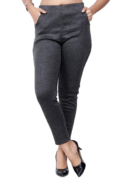 ARFHA Girls Solid Straight Wollen Pant Dark Grey