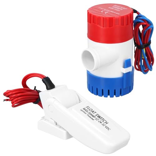 QWORK 1100 GPH 12V DC Automatic Bilge Water Pump and Float Switch Combo for Boats, Marine, RV, Aquariums - Compact, High Flow by QWORK - Used condition - US$18.02