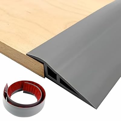 Floor Transition Strip PVC Door Threshold Ramp Doorway Edge Trim Flooring Edging Trim for Laminate Doorway Carpet Tile Floor Edge Threshold from 1/2" to 3/5" (Gray, 6.6Ft)