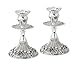 Ner Mitzvah Silver Plated Candlesticks - 2 Pack Set - Pair of 5 Inch Ornate Candle Holders with Round Base and Floral Design