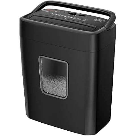 Bonsaii 8 Sheet Cross Cut Paper Shredder, Shredder Shred Credit Cards/Staples/Clips for Small Home Office Use, Portable Handle Design with 16L Wastebasket (C261-C) Cover