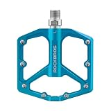 ROCKBROS(ロックブロス)自転車ペダル 軽量 フラットペダル アルミ合金 ロードバイク/クロスバイク/mtbなど用 プラットフォーム 滑り止め ベアリングシール 9/16" 2個セット ブルー
