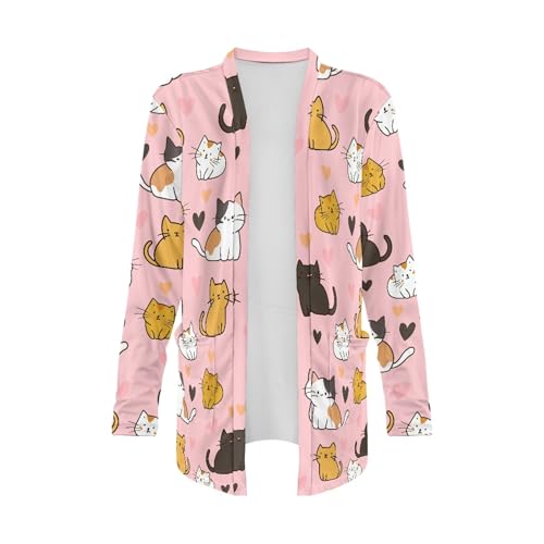 Image of Forchrinse Red Ladybug Cardigan for Women Causal Long Sleeve Open Front Cardigans Sweater Fashion 2024 Fall Coat with Pockets