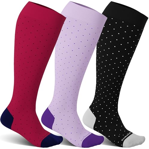 Sockswift Bamboo Viscose Plus Size Compression Socks Wide Calf 15-20mmHg Knee High Sock for Nurses, Pregnant Women, Travel
