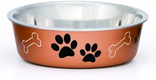 Loving Pets Stainless Steel Bella Dog Bowl Non-Slip Dishwasher Safe & Bacteria Resistant Metallic Pet Dish - Copper - Small (426 ml)