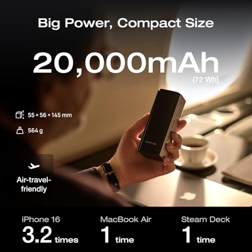 Image of EF ECOFLOW Rapid Pro Power Bank, 20,000mAh 4-Port with 230W Max Output, Portable Charger with 100W Built-in Cable, TSA-Approved, App Control, for MacBook, iPhone 17 /16 Series, Laptops, and More