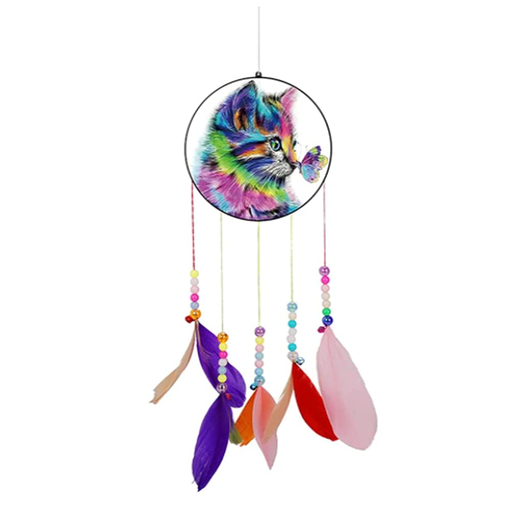5D Diamond Painting Wind Chime Dream Catcher Kits DIY Outdoor Garden Decor Gifts Handmade Wall Hanging Home Decoration Ornament Christmas Festival Craft Gift (Cat 3) โ image 1